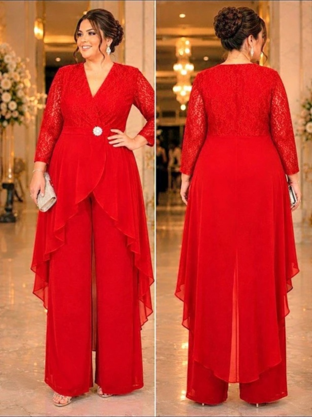 Red Lace Overlay Maxi Dress Like New